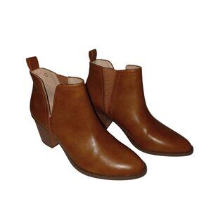 ZBY Ankle Booties Slip on Western Boot V-cut Casual Block Heel Women's Size 8.5